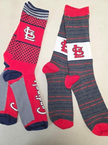 ST2 Mens MLB ST LOUIS CARDINALS Lot of 2 Pair Socks LARGE NEW