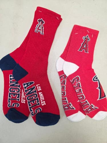 ST1 Mens MLB LOS ANGELES ANGELS Lot of 2 Pair Socks LARGE NEW