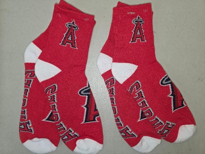 ST2 Mens MLB LOS ANGELES ANGELS Lot of 2 Pair Socks LARGE NEW