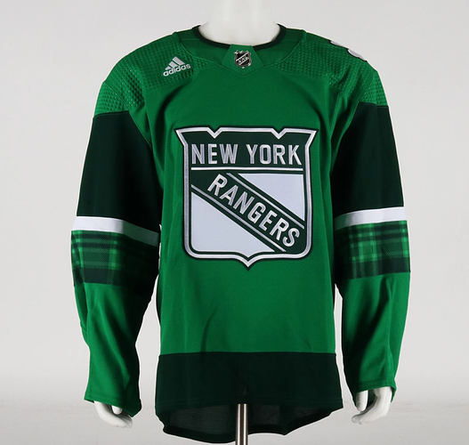 New York Rangers St Patricks Day MiC Team Issued Adidas Primegreen Jersey Sz 58