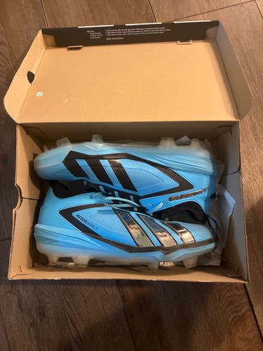 Blue Men's Size 13.0 (W 14.0) Adult Adidas High Top Adizero Molded Cleats (Used)