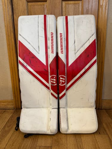 Warrior Ritual G6 Junior Goalie Leg Pads 30+1" – White/Red