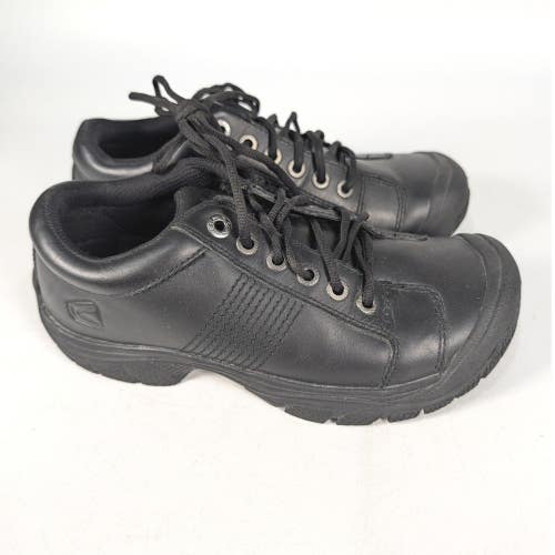 Keen PTC Oxford Mens 7.5 Black Leather Slip Resistant Work Shoes 1006980