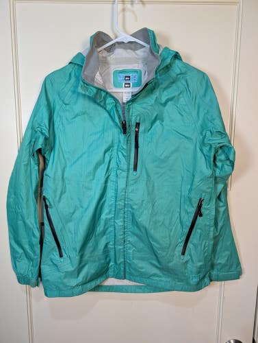 REI Rain Jacket Girls XL (18) Green Hooded Full Zip Waterproof Shell