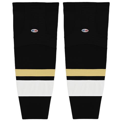 Athletic Knit HS2100-514 New Pittsburgh 3rd Black Cut&Sew Mesh Ice Hockey Socks - Intermediate 25"