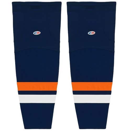 Athletic Knit HS2100-510 New York Islanders Navy Cut&Sew Mesh Ice Hockey Socks - Youth 21"