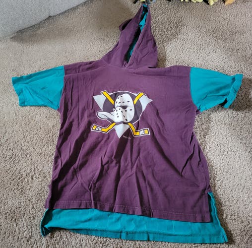 Vintage Starter NHL Mighty Ducks Hooded Short Sleeve Shirt, Tag Size Large