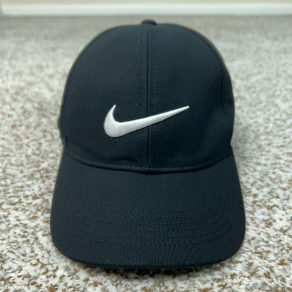 Nike Hat Men One Size Black Perforated Breathable Adjustable Swoosh Cap Legacy91