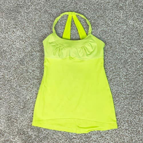 Lululemon Tank Top Women 6 Neon Yellow Gym Yoga Activewear Strappy Built in Bra