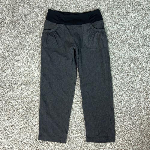 Prana Pants Womens Medium Gray Active Hiking Stretch Cropped Outdoor Logo Gorp