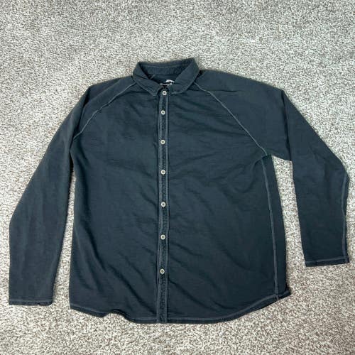 Tommy Bahama Shirt Mens Extra Large Black Casual Slub Cotton Raglan Long Sleeve