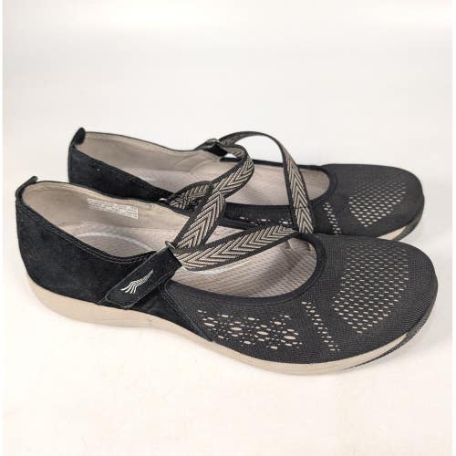 Dansko Honor Black Suede Mesh Mary Jane Walking Shoes Sneakers 39 4514360236