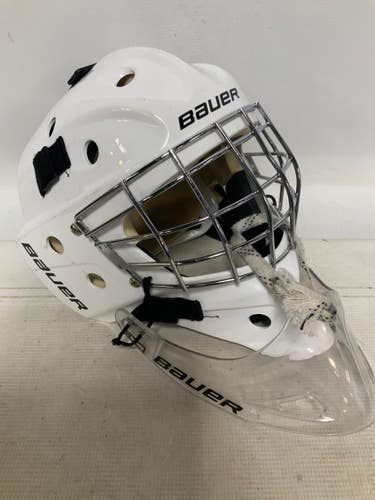 Used Bauer NME3 JR EXPIRED Junior Goalie Helmet/Mask White One Size 11823-S000042328