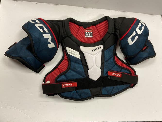 Used CCM NEXT Junior Shoulder Pads White/Red/Navy LG 11855-S000211307