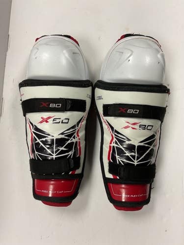 Used Bauer VAPOR X80 Junior Shin Guards White/Black/Red 11" 11855-S000211305
