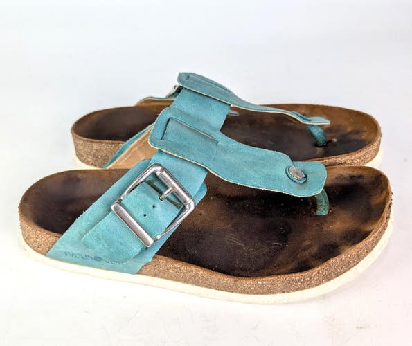 Haflinger Cora Sandals Women's Size: 41 / 10 Blue Leather Toe Post Footbed