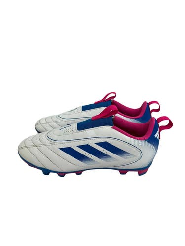 Used Adidas GOLETTO Soccer Cleats White And Royal Blue Junior 01.5 11692-S000158265