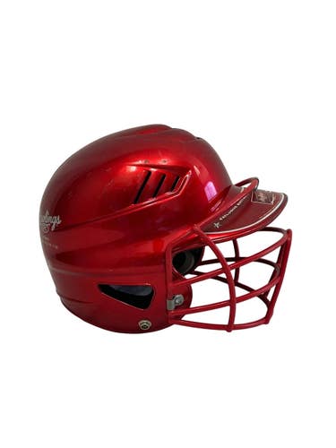 Used Rawlings BATTING HELMET Batting Helmet w/Mask Red One Size 11692-S000158312
