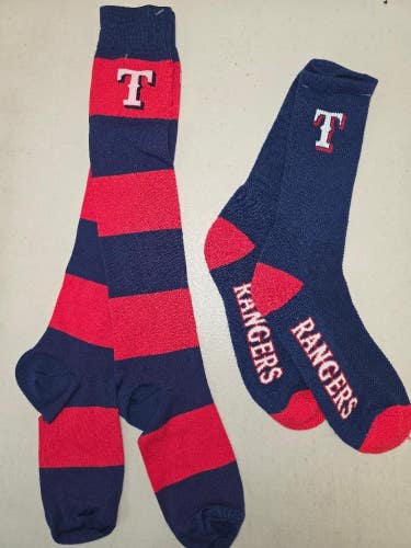 ST3 Mens MLB TEXAS RANGERS Crew Lot of 2 Pair Socks MEDIUM NEW