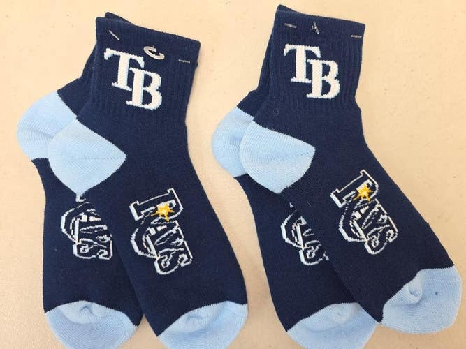 ST2 Mens MLB TAMPA BAY RAYS Crew Lot of 2 Pair Socks LARGE NEW