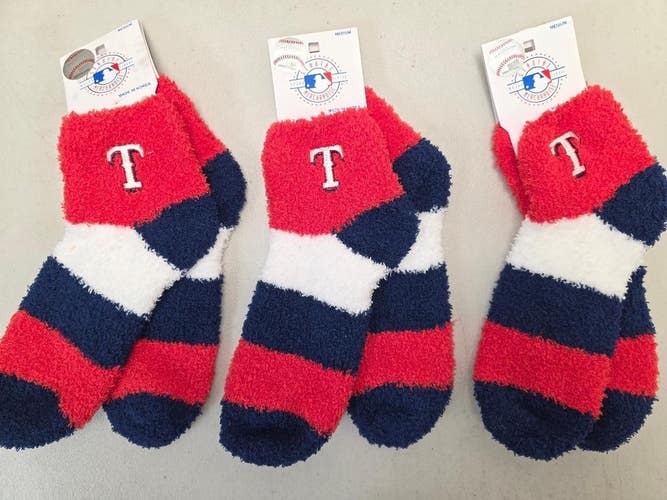 ST7 Mens MLB TEXAS RANGERS Crew Lot of 3 Pair Socks MEDIUM NEW