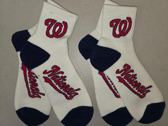 ST1 Mens MLB WASHINGTON NATIONALS Crew Lot of 2 Pair Socks LARGE NEW