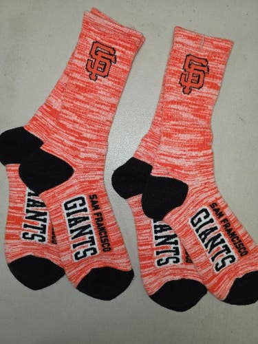 ST1 Mens MLB SAN FRANCISCO GIANTS Crew Lot of 2 Pair Socks LARGE NEW