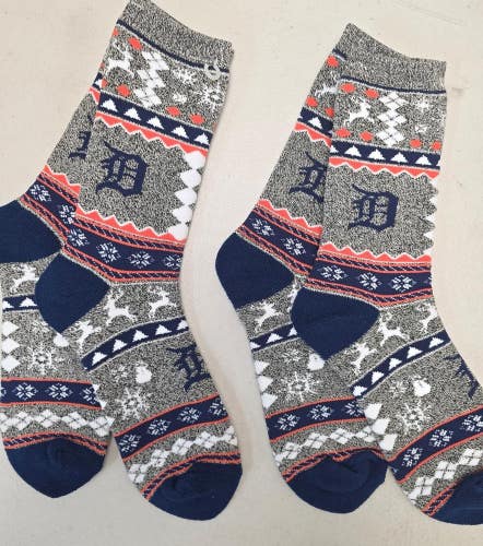 ST1 Mens MLB DETROIT TIGERS Crew Lot of 2 Pair Socks LARGE NEW