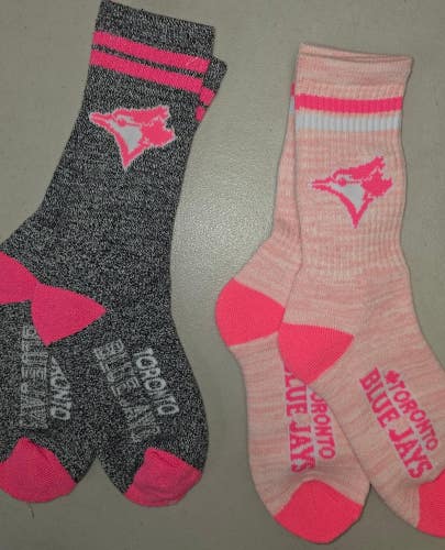 ST1 Mens MLB TORONTO BLUE JAYS Crew Lot of 2 Pair Socks MEDIUM NEW