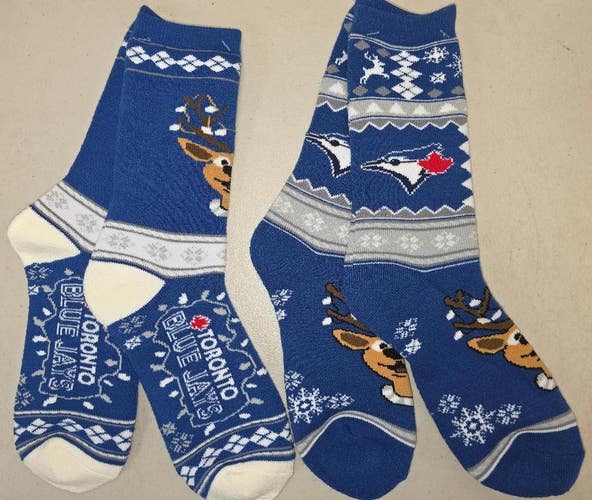ST6 Mens MLB TORONTO BLUE JAYS Crew Lot of 2 Pair Socks LARGE NEW