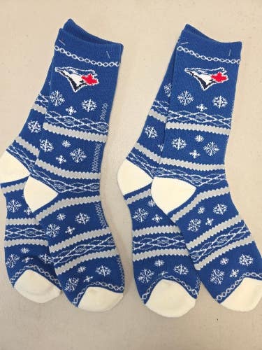 ST9 Mens MLB TORONTO BLUE JAYS Crew Lot of 2 Pair Socks LARGE NEW