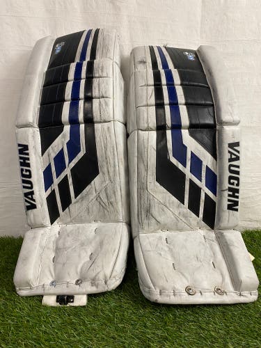 White 26" Junior Vaughn Velocity VE8 Goalie Leg Pads (Used)