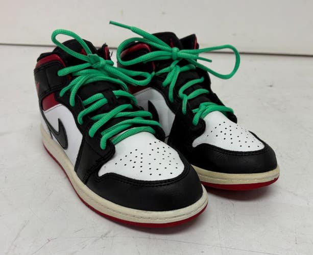 Nike Air Jordan 1 Mid White/Black/Red Youth 3 EU 35 GREAT Fast Shipping