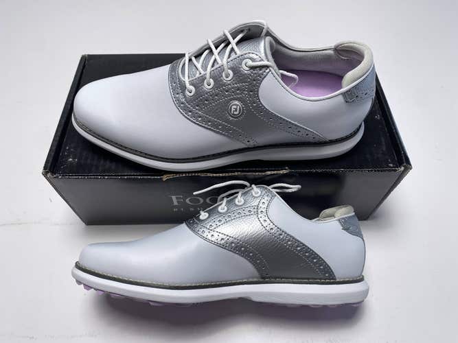 FootJoy FJ Traditions Golf Shoes White Silver Pink Women's SZ 9.5 (97897)