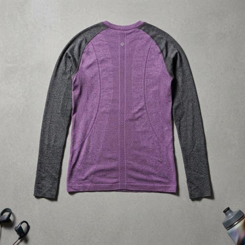 Lululemon Swiftly Tech Long Sleeve Shirt Purple Grey Seamless Thumbholes