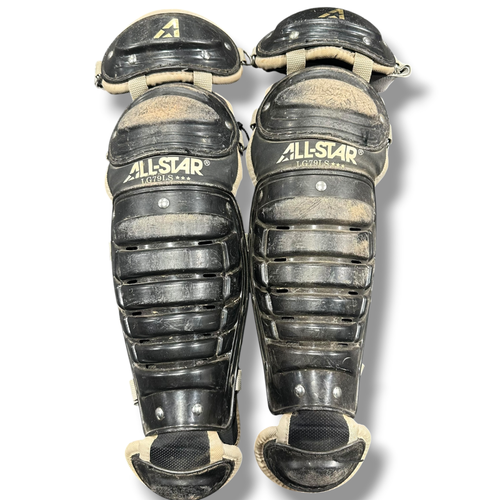 Used All-Star LG79LS Catchers Leg Guards Black Youth 11375-S000382762