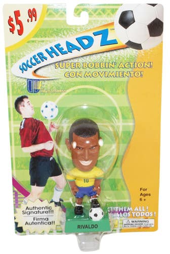 Vintage Rivaldo Ferreira 4" Bobble Toy Figure - Brazil Futbol Soccer Head 2002
