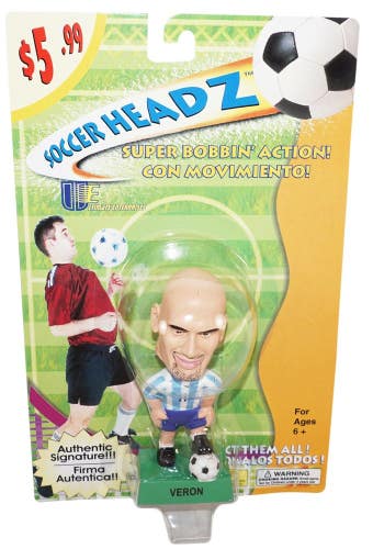 Vintage Juan S. Veron 4" Bobble Toy Figure - Argentina Futbol Soccer Head 2002