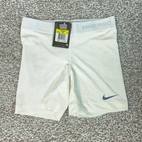 Nike Shorts Womens Small White Training Compression Dri FIT Spandex Stretch Gym