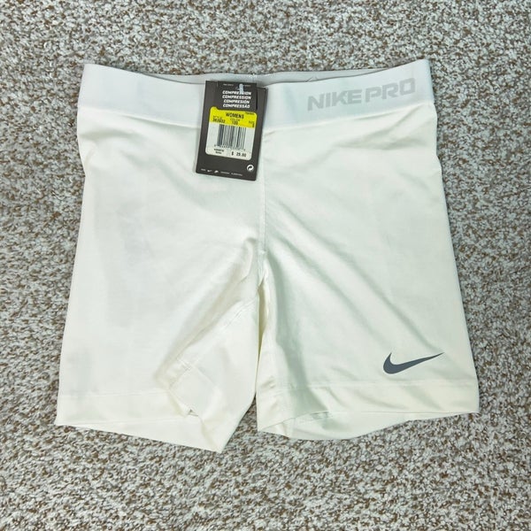 Nike Shorts Womens Small White Training Compression Dri FIT Spandex Stretch Gym