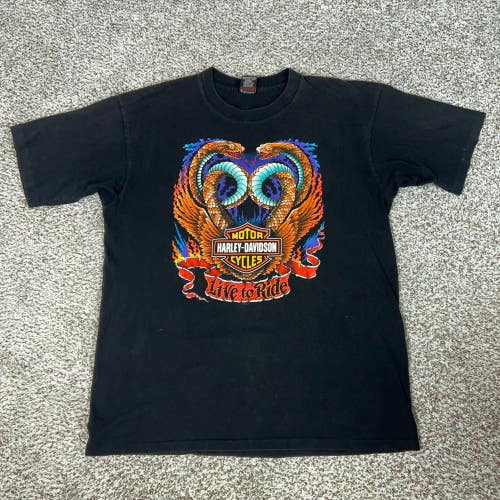 Vintage Harley Davidson Shirt Mens Extra Large Black Biker 1996 Cobra Western