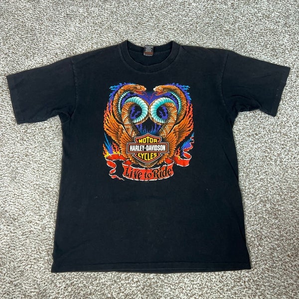 Vintage Harley Davidson Shirt Mens Extra Large Black Biker 1996 Cobra Western