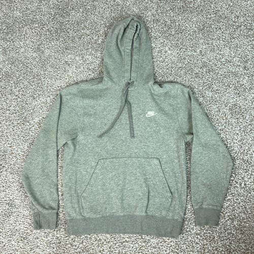 Nike Hoodie Mens Small Gray Fleece Pullover Sweatshirt Logo Club Sportswear Logo