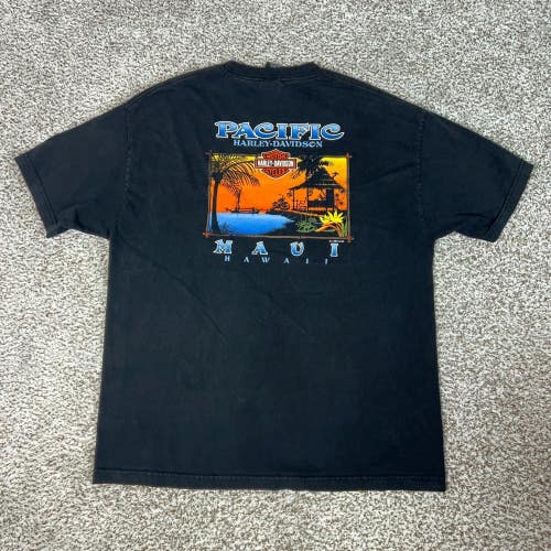 Vintage Harley Davidson Shirt Mens Extra Large Black Maui Hawaii 1999 Biker Tee