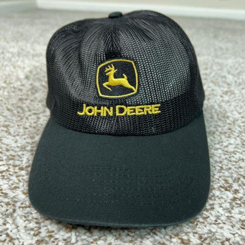 John Deere Hat Mens One Size Black Farming Mesh Back Snapback Cap K Products