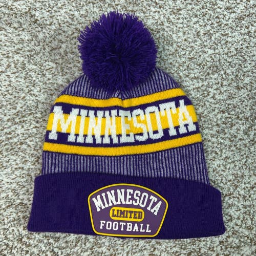 Minnesota Vikings Hat Mens One Size Purple Football NFL Winter Pom Knit Beanie