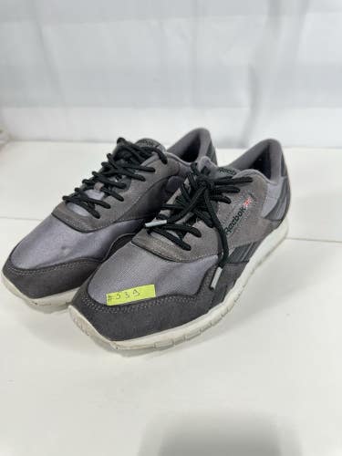 #539 Reebok Classic Nylon & Suede Black/Pure Grey shoes Mens 9.5