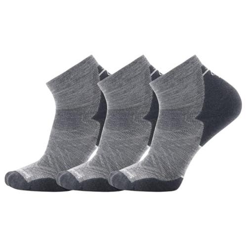 Smartwool Run Targeted Crew Socks Mens Large Gray Black Cushioned 3-Pack GBO4316