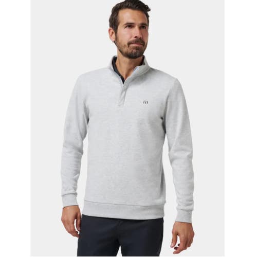 TravisMathew Cloud 2.0 Sweater Men Large Heather Gray Fleece Quarter Zip GBO4463