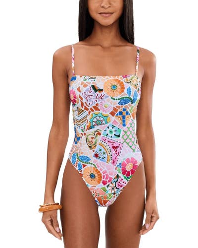 Seafolly Beach Boheme Swimsuit Womens 10 Parfait Pink One-Piece Swimwear GBO4376